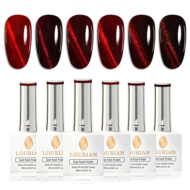 LOURIAN 6 * 18ml Ruby Red Cat Eye Gel Set