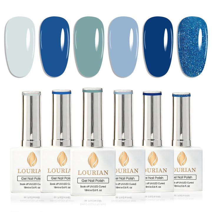 LOURIAN 6 * 18ml Blue Gel Polish Colors Set