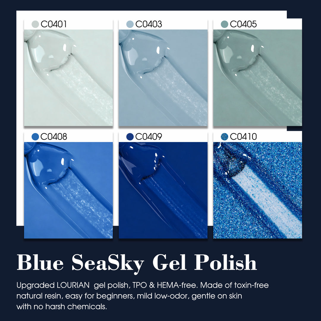 LOURIAN 6 * 18ml Blue Gel Polish Colors Set