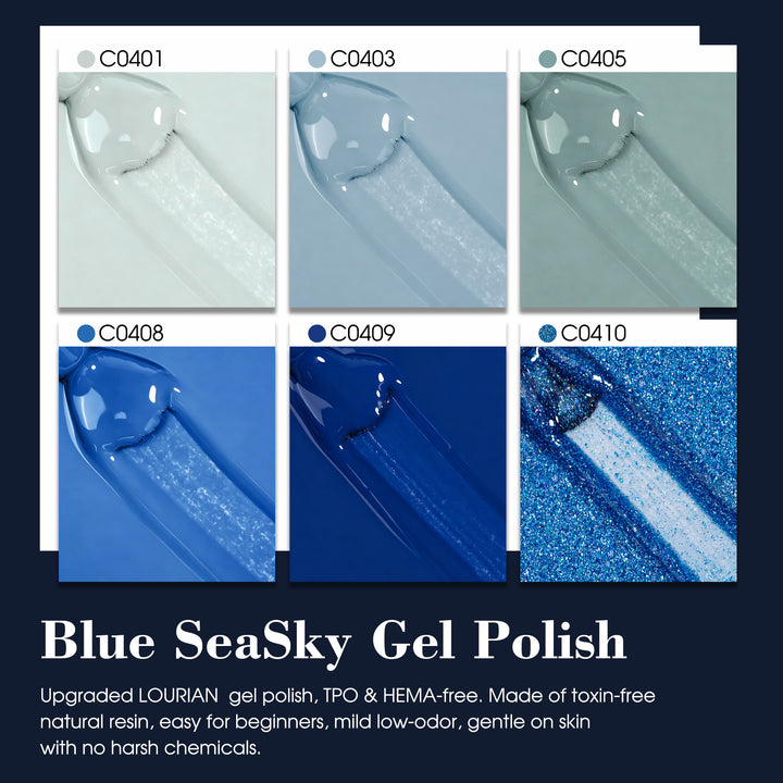 LOURIAN 6 * 18ml Blue Gel Polish Colors Set