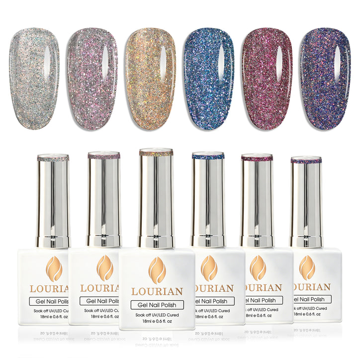 LOURIAN 6 * 18ml Disco Twinkle Gel Nail Polish Set