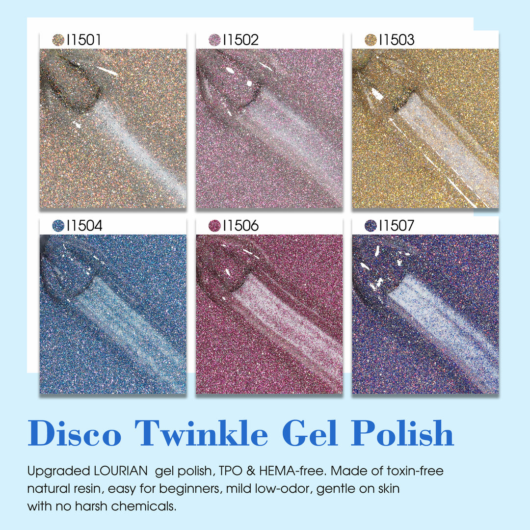 LOURIAN 6 * 18ml Disco Twinkle Gel Nail Polish Set
