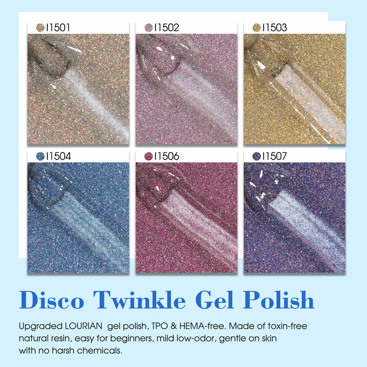 LOURIAN 6 * 18ml Disco Twinkle Gel Nail Polish Set