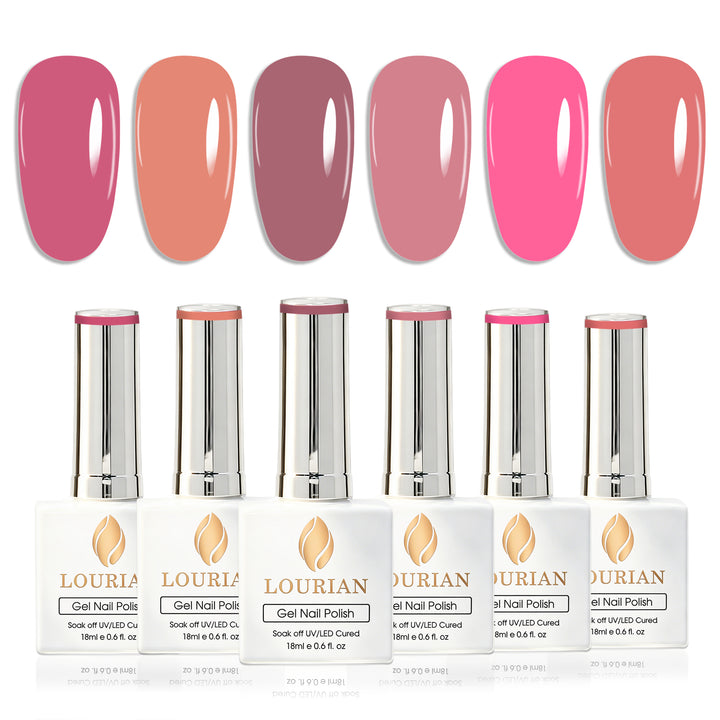 LOURIAN 6 * 18ml Pink Colors Gel Polish Set