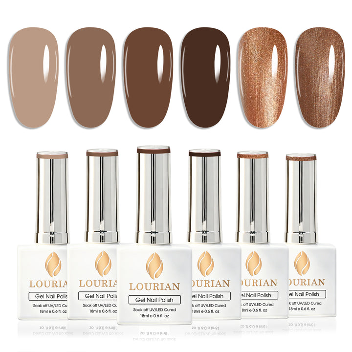 LOURIAN 6 * 18ml Mocha Mousse Gel Nail Polish Set