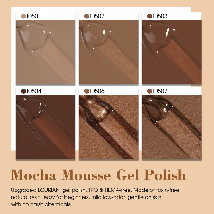 LOURIAN 6 * 18ml Mocha Mousse Gel Nail Polish Set