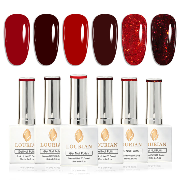 LOURIAN 6 * 18ml Ruby Red Gel Polish Set