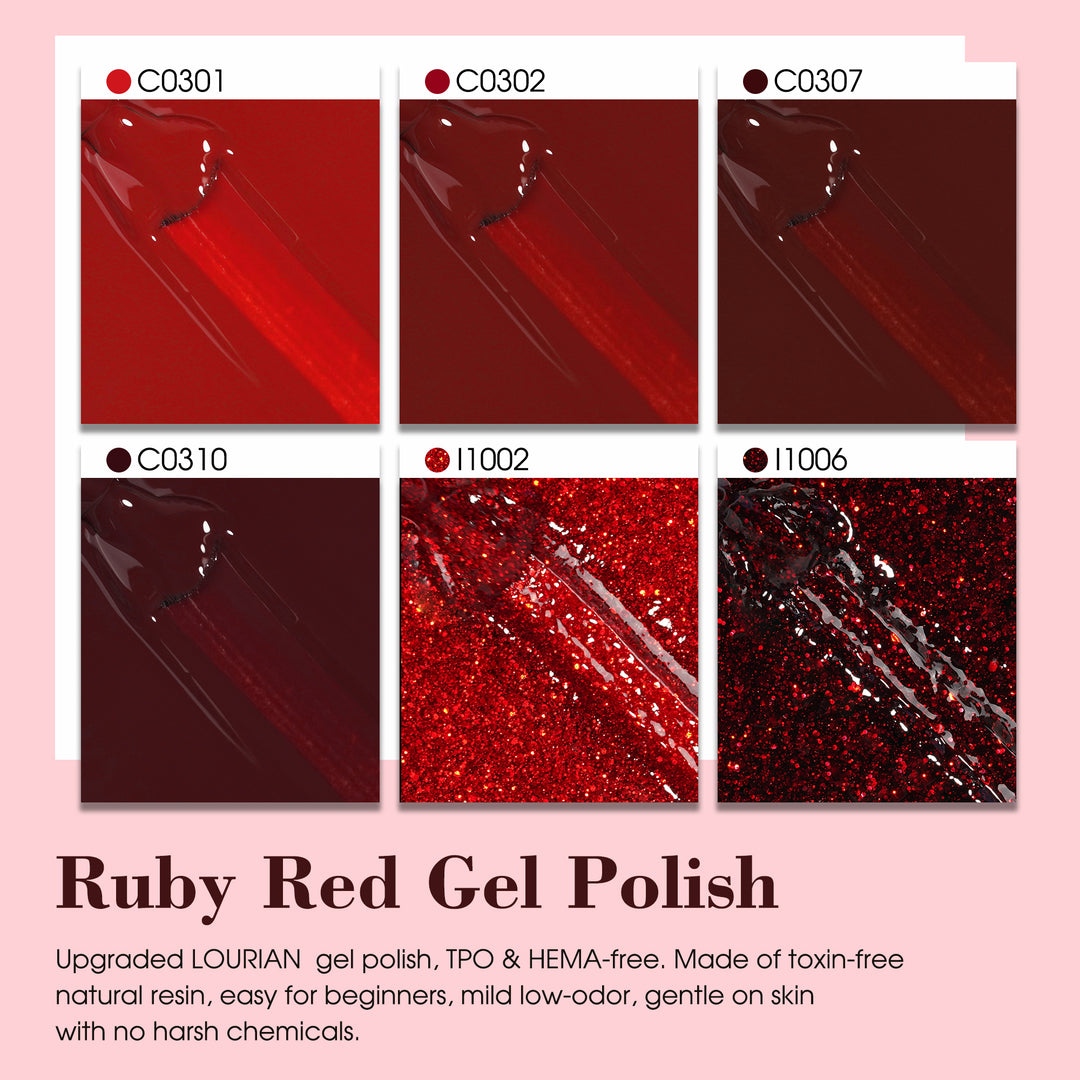 LOURIAN 6 * 18ml Ruby Red Gel Polish Set